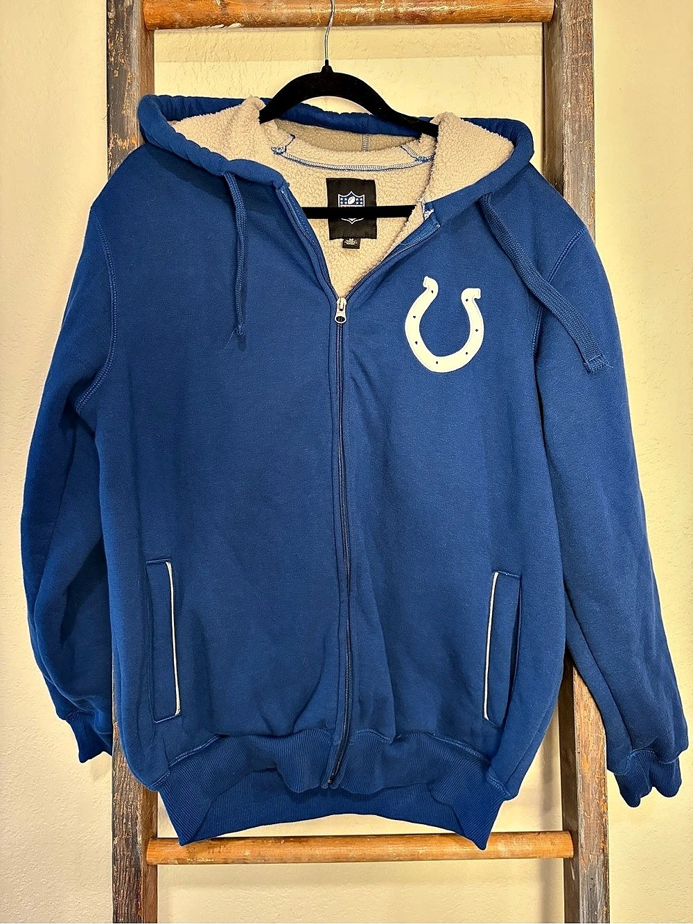 NFL Blue & White Zip Hoodie Size Medium Like New